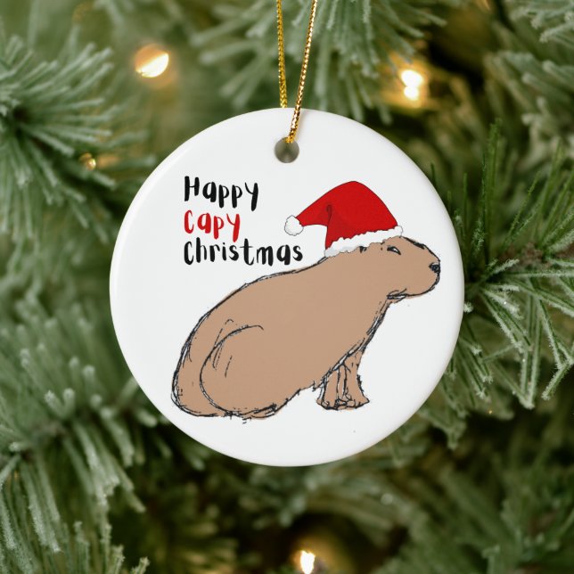 Cute Hand Drawn Capybara Personlig jul Julgransprydnad Keramik (Träd)