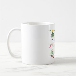 Cute Hand Drawn Christmas Trees and Bows Pattern Kaffemugg