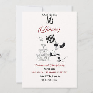 Cute Hand-Drawn Dinner Party-inbjudan Inbjudningar