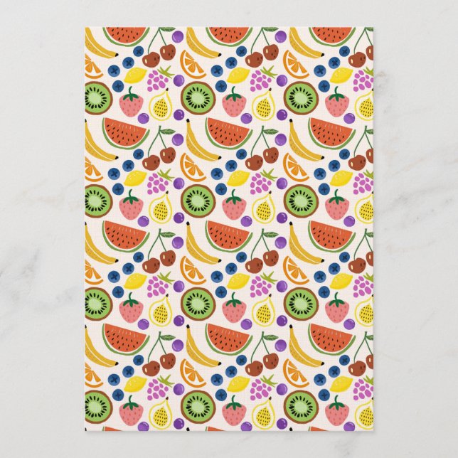 Cute Hand-drawn Doodle Fruits Seamless Pattern Inbjudningar (Framsida)