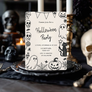Cute Hand Drawn Halloween fest Kids Julkort