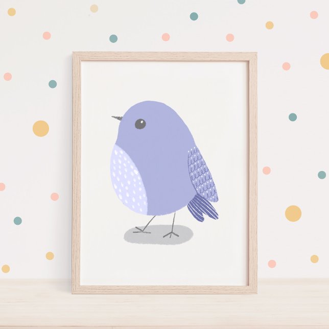 Cute Hand Drawn Lavender Bird Nursery Art Poster (Skapare uppladdad)