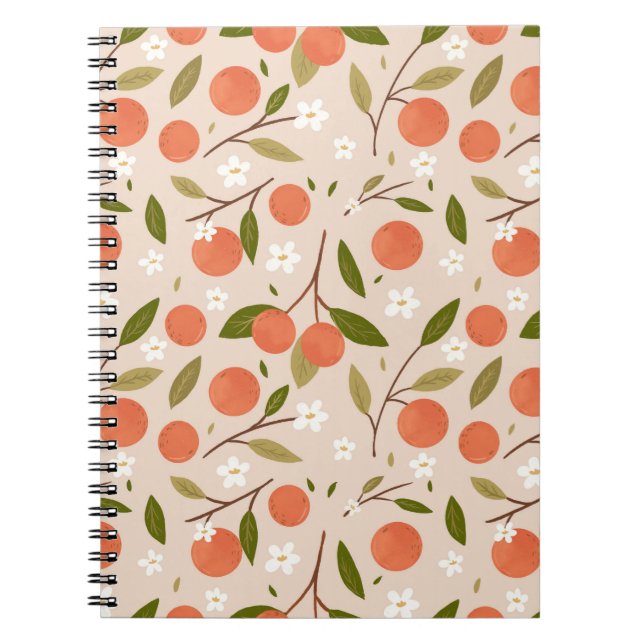 Cute Hand-drawn Orange Blossom Seamless Pattern Anteckningsbok (Framsidan)