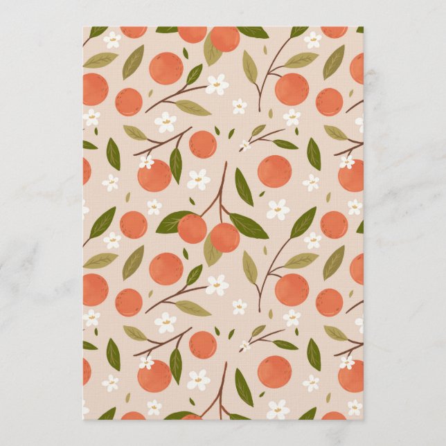 Cute Hand-drawn Orange Blossom Seamless Pattern Inbjudningar (Framsida)