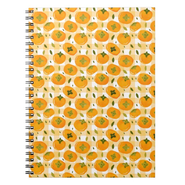 Cute Hand-Drawn Persimmons Seamless Pattern Anteckningsbok (Framsidan)