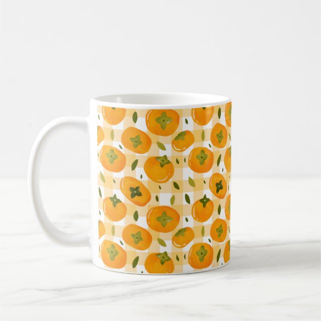 Cute Hand-Drawn Persimmons Seamless Pattern Kaffemugg (Vänster)
