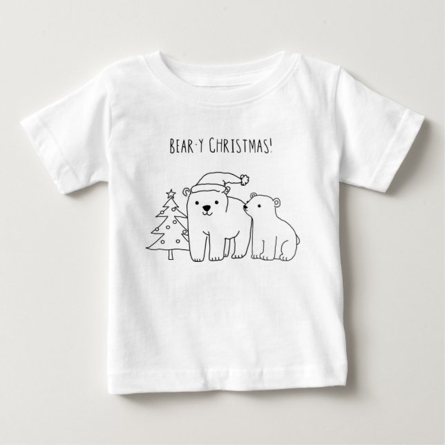 Cute Hand-Drawn Polar Bears-juldocka T Shirt (Framsida)