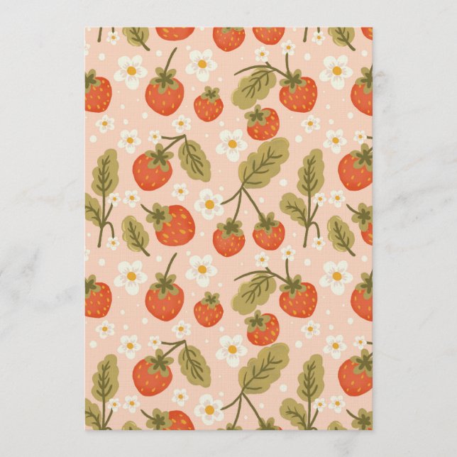 Cute Hand-drawn Red Strawberry Seamless Pattern Inbjudningar (Framsida)