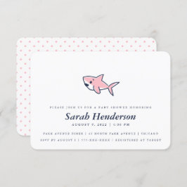 Cute Hand Drawn Rosa Shark Baby Shower Girl Inbjudningar