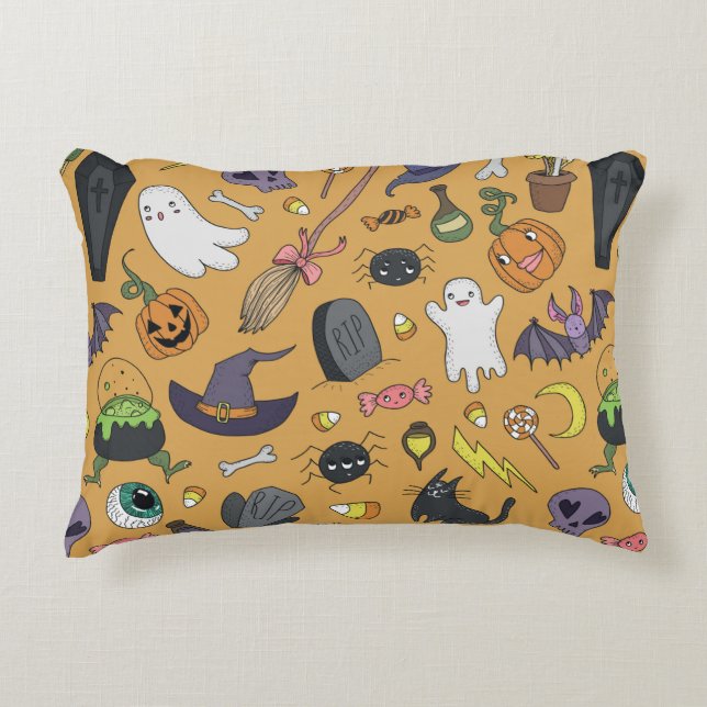 Cute hand drawn seamless patterns with cute hand d prydnadskudde (Framsidan)