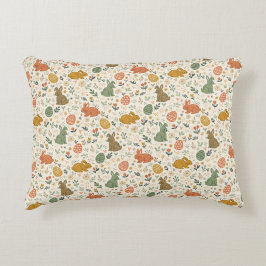 Cute Hand Drawn Spring Bunnies Accent Pillow Prydnadskudde