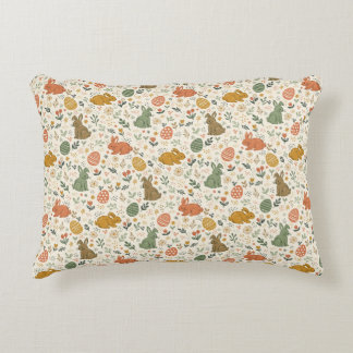 Cute Hand Drawn Spring Bunnies Accent Pillow Prydnadskudde