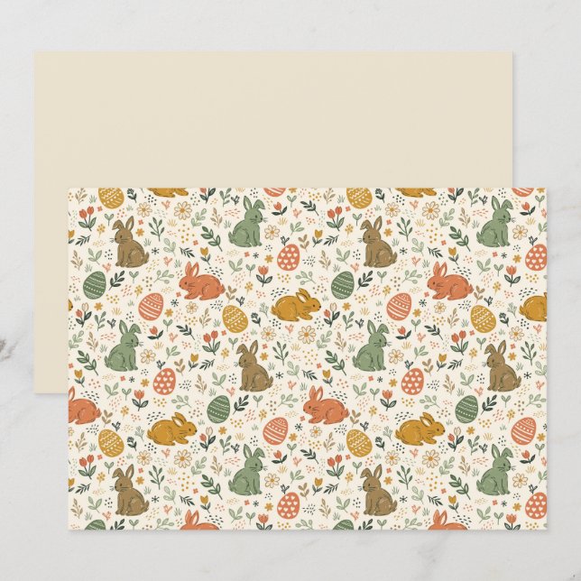 Cute Hand Drawn Spring Bunnies Invitation Inbjudningar (Fram/baksida)