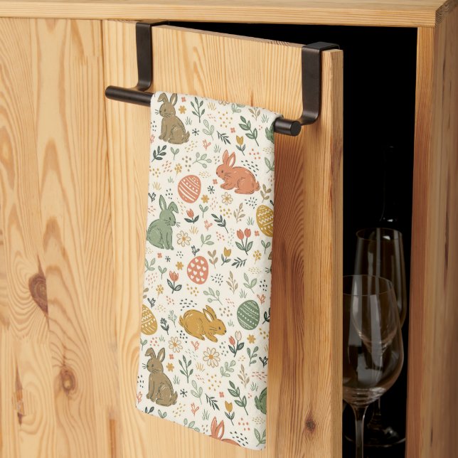 Cute Hand Drawn Spring Bunnies Kitchen Towel Kökshandduk (Thirds Fold)