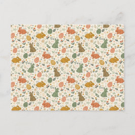 Cute Hand Drawn Spring Bunnies Postcard Helg Vykort