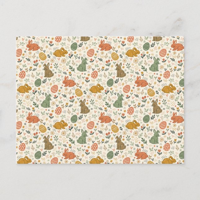 Cute Hand Drawn Spring Bunnies Postcard Helg Vykort (Framsida)