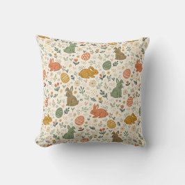 Cute Hand Drawn Spring Bunnies Throw Pillow Kudde