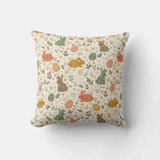 Cute Hand Drawn Spring Bunnies Throw Pillow Kudde