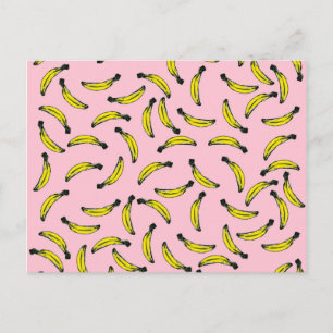Cute Hand-färgade vattenfärgbananer och Rosa Vykort