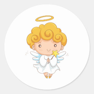 Cute Hand plockade Angel-jul Runt Klistermärke