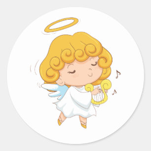 Cute Hand plockade Angel-jul Runt Klistermärke