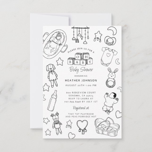 Cute Hand plockade Baby Shower Inbjudningar (Framsida)