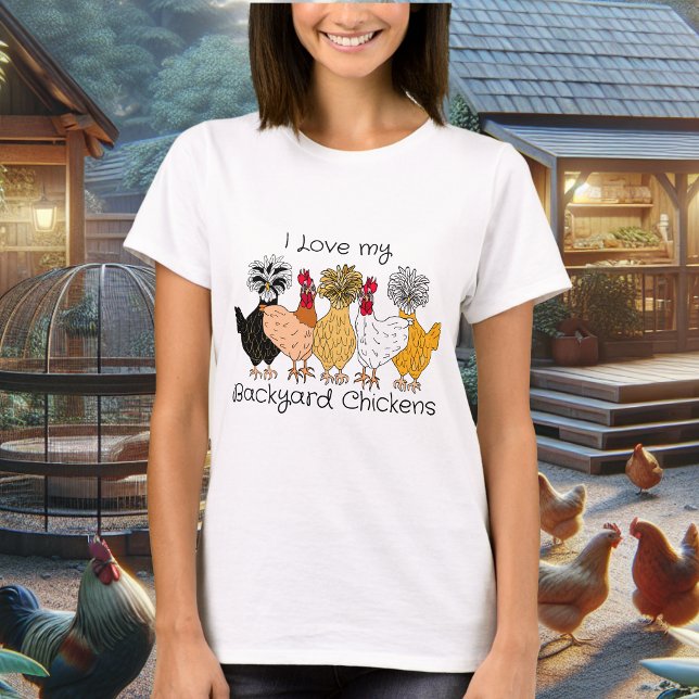 Cute Hand plockade Backyard Chickens | Chicken Mam T Shirt (Skapare uppladdad)