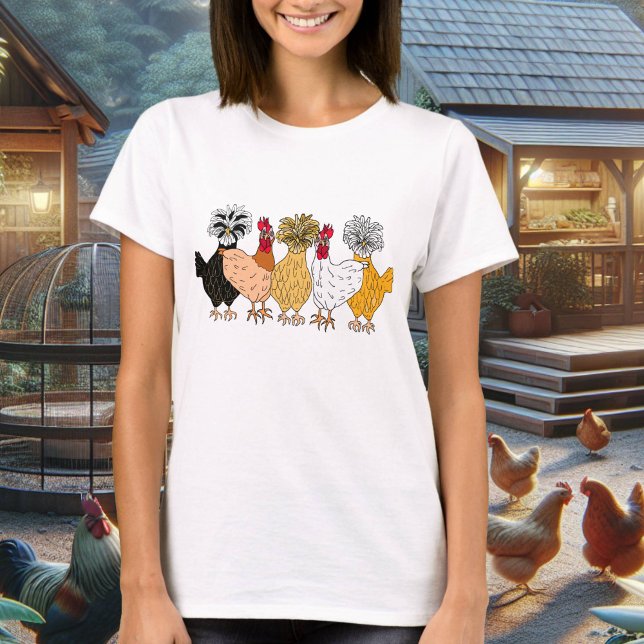 Cute Hand plockade Backyard Chickens T Shirt (Skapare uppladdad)