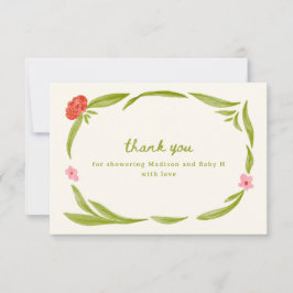 Cute Hand plockade Blommigt Baby Shower Tack för d Kort