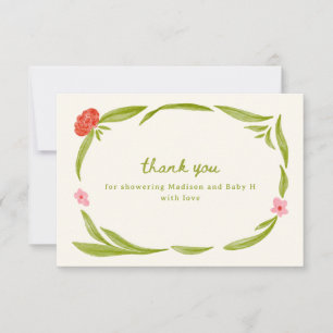 Cute Hand plockade Blommigt Baby Shower Tack för d Kort