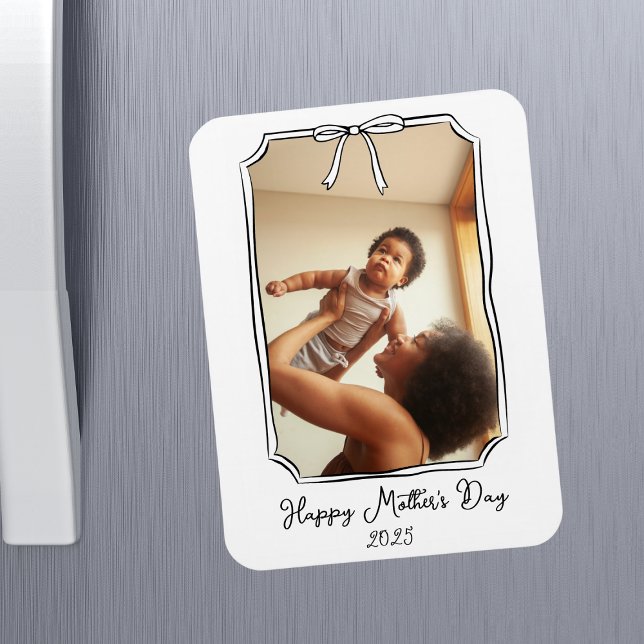 Cute Hand plockade Bow Simple Mors dag Photo Magnet (Skapare uppladdad)