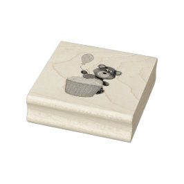 Cute Hand plockade Brown Bear med Ballon och Cupka Stämpel