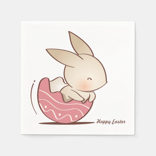 Cute Hand plockade Bunny, Rosa Påskägg Pappersservett (Framsidan)