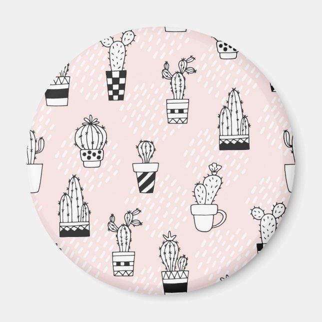 Cute Hand plockade Cactus Mönster Magnet (Framsidan)
