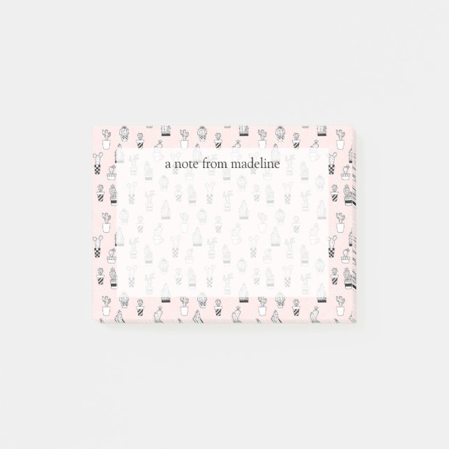 Cute Hand plockade Cactus Mönster Post-it Block (Framsida)