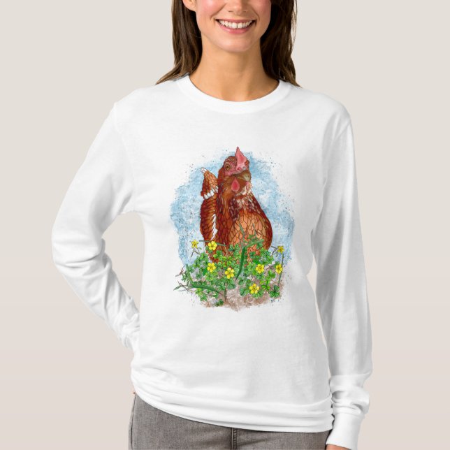 Cute Hand plockade Chicken T Shirt (Framsida)