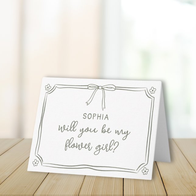 Cute Hand plockade Coquette Bow Flower Girl Frieri Kort (Skapare uppladdad)