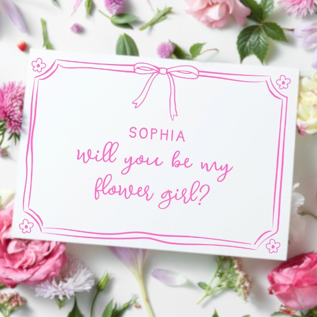 Cute Hand plockade Coquette Bow Flower Girl Frieri Kort (Skapare uppladdad)