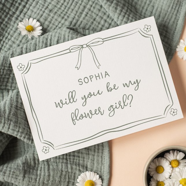 Cute Hand plockade Coquette Bow Flower Girl Frieri Kort (Skapare uppladdad)