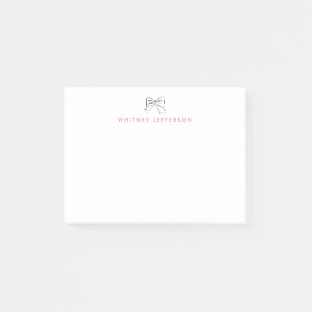 Cute Hand plockade Coquette Bow Rosa Personlig Post-it Block (Framsida)