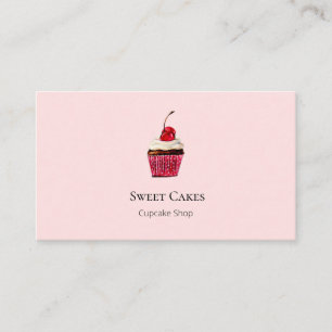 Cute Hand plockade Cupkaka Bakery rosa Visitkort