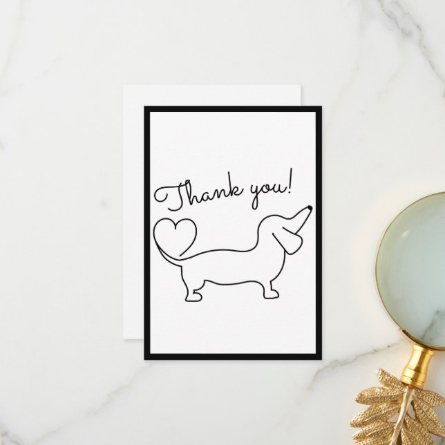 Cute Hand plockade Dachshund - tack, ditt kort (Fram/Back In Situ)
