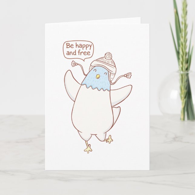 Cute hand plockade-duva kort (Framsida)