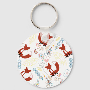 Cute Hand plockade Fox Hearts in Gult Blue Rosa Nyckelring