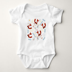 Cute Hand plockade Fox Hearts in Gult Blue Rosa Tröja