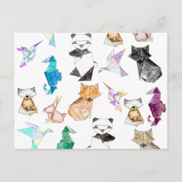 Cute Hand plockade Geometric Papper Origami Animal Vykort