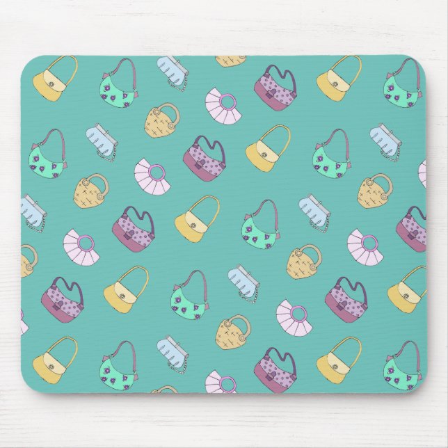 Cute Hand plockade handsäckar Doodles Mönster Teal Musmatta (Framsidan)