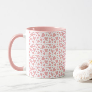 Cute Hand plockade Heart Kärlek Mönster Mugg