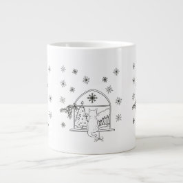 Cute hand plockade, julklat Helgdag Jumbo Mugg