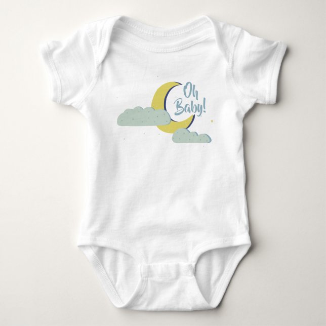 Cute Hand plockade Måne & Clouds T Shirt (Framsida)